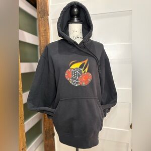 Five Hills Black Hoodie Casino Graphic Pullover Sweatshirt Size M Men